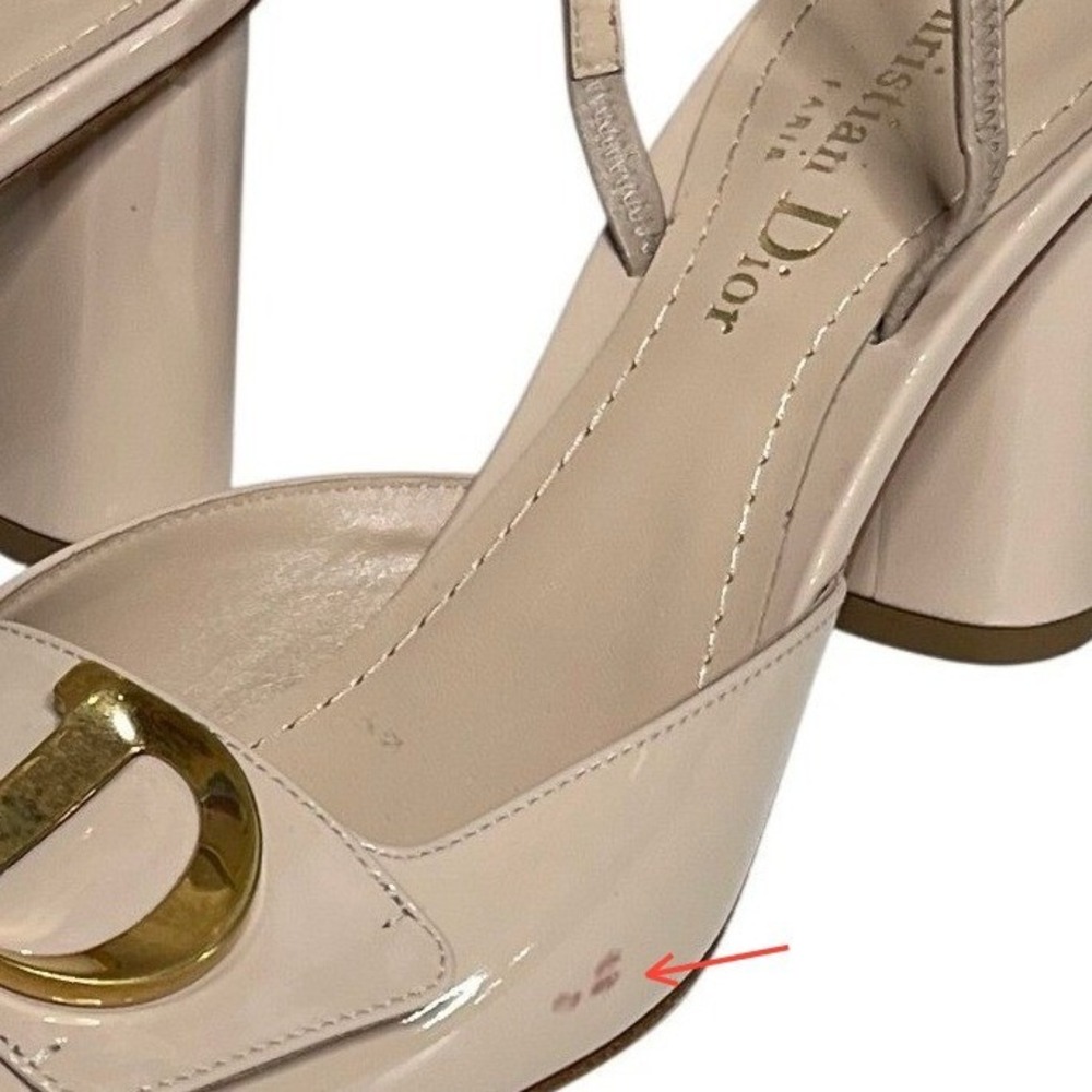 Christian Dior C'est Dior Nude Patent Slingback CD Logo Block Heel 38.5 Italy - Picture 3 of 12